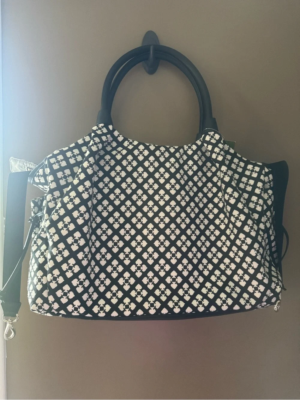 Kate Space Black & White Geometric Tote with Pink Stripe WKRU1523